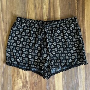 Black and Cream Patterned Shorts